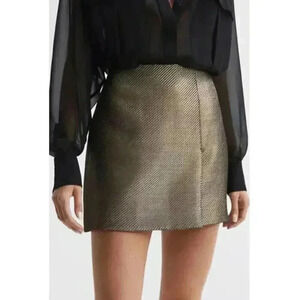 REISS LOUISA GOLD METALLIC MINI SKIRT NEW NWT!
